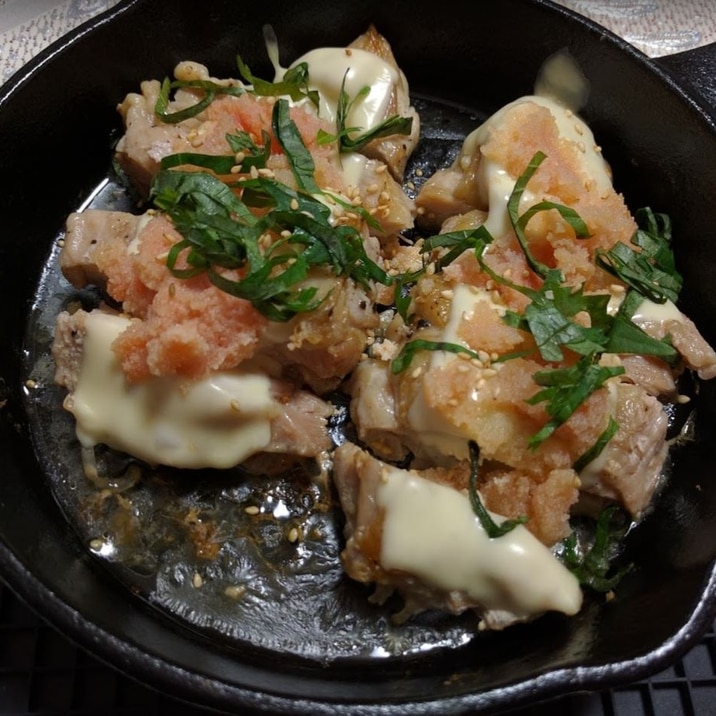 スキレットで作る！明太子グリルチキン